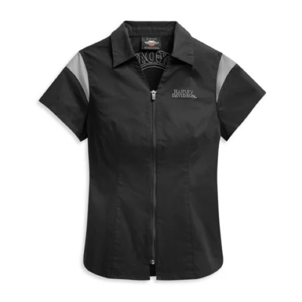 Harley Davidson Women’s Willie G Skull Logo Front Zip Shirt